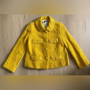 J.CREW YELLOW BOUCLE JACKET, SIZE 4, NWOT